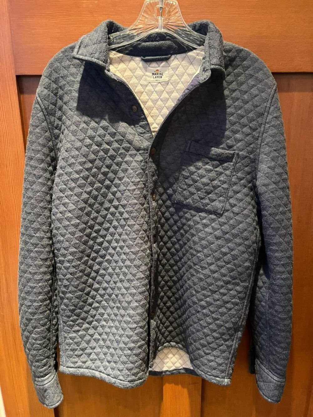 Marine Layer Shirt Jacket Mens Blue Quilted Button Up; Size Small *READ*